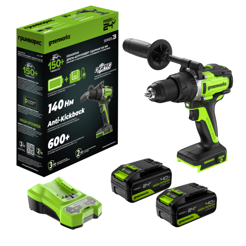 Шуруповерт Greenworks GD24DD140