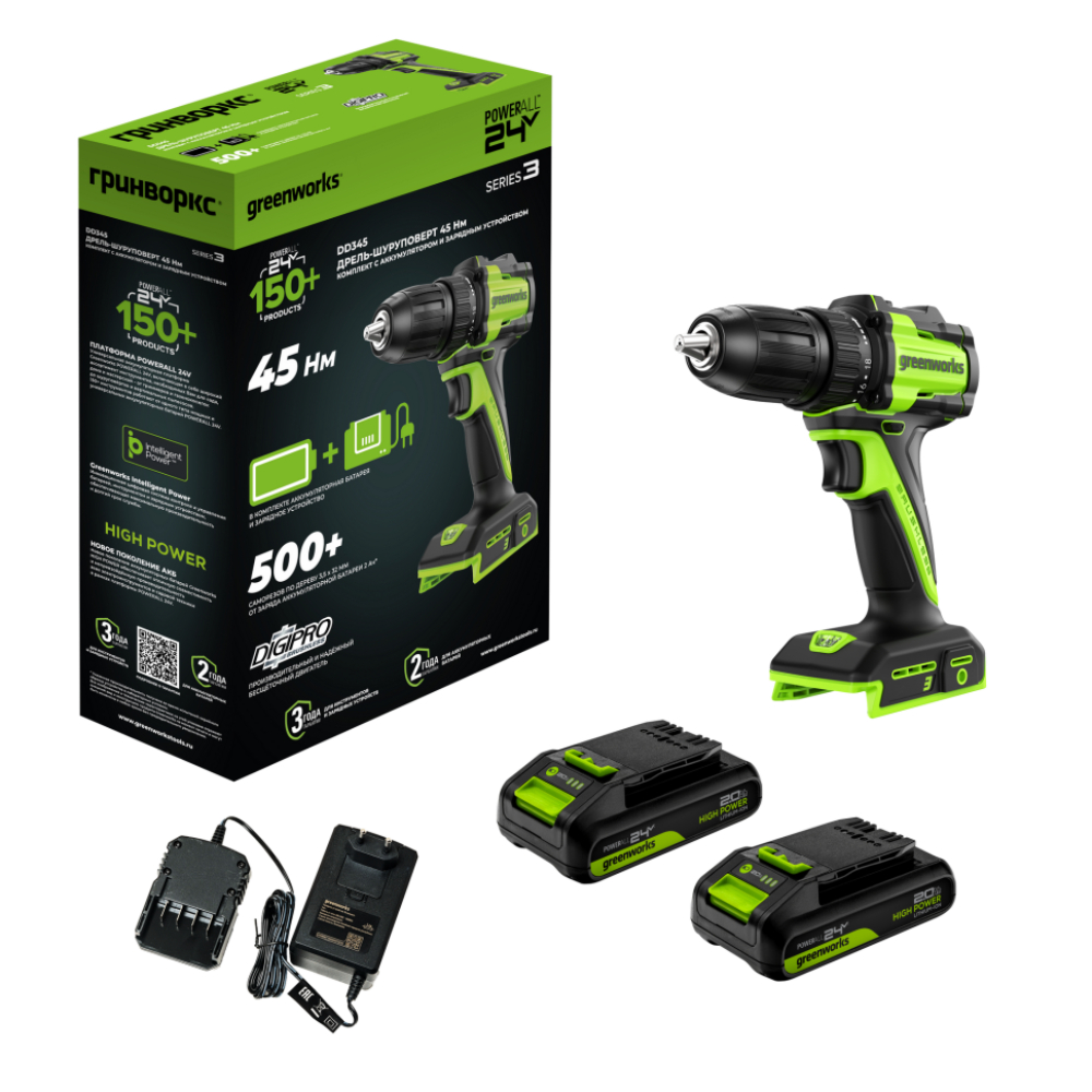 Шуруповерт Greenworks DD345